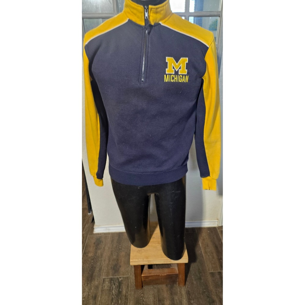 Colosseum Michigan Wolverines Quarter Zip Pullover Navy Maize Yellow Mens Small